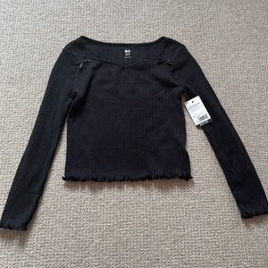 Kohl's SO Girl’s Black Ribbed Long Sleeve Top